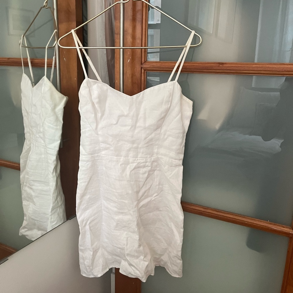 Reformation Roarke Linen Dress White 8